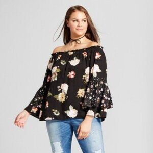 EUC Xhilaration 3XL Off The Shoulder Flower Blouse